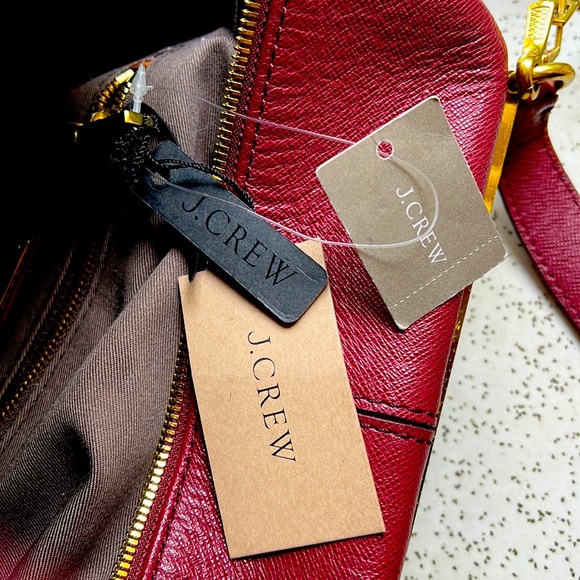 NWT J Crew Burgundy Leather Crossbody Satchel Purse Handbag - Picture 2 of 12